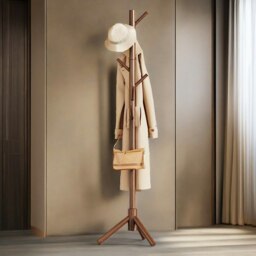 Rackhams Wooden Coat Stand Stand With 8 Hooks Brown - thumbnail 6