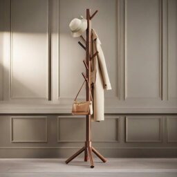 Rackhams Wooden Coat Stand Stand With 8 Hooks Brown - thumbnail 1