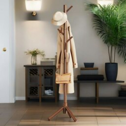 Rackhams Wooden Coat Stand Stand With 8 Hooks Brown - thumbnail 3