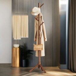 Rackhams Wooden Coat Stand Stand With 8 Hooks Brown - thumbnail 4