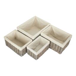 Rackhams Grey Wash White Cotton Lined Willow Storage Baskets - Large - wicker - 1 - thumbnail 3