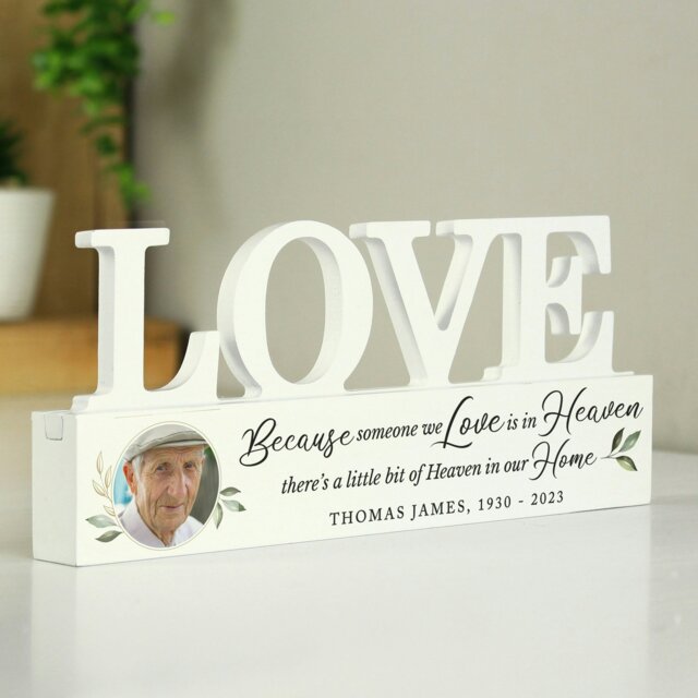 Rackhams Personalised Botanical Memorial Photo Upload Wooden Love Ornament - image 1