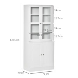 Rackhams Modern Bookcase Display Storage Cabinet w/ Doors Adjustable Shelves - Grey - thumbnail 6