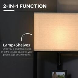 Rackhams Tall Triangle Corner Shelf Floor Lamp Modern with Chain Switch for Living Room Bedroom, Black - thumbnail 4