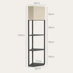 Rackhams Tall Triangle Corner Shelf Floor Lamp Modern with Chain Switch for Living Room Bedroom, Black - thumbnail 3
