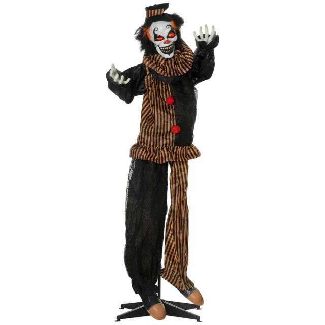 Rackhams 67 Inch Life Size Outdoor Halloween Decorations Talking Circus Clown, Animated Prop Animatronic Decor with Light Up Eyes, Laughter - image 1