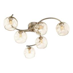 Rackhams Kaitlin 6-Light Antique Brass Semi-Flush Ceiling Light - thumbnail 2
