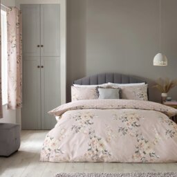 Rackhams Canterbury Floral Reversible Duvet Cover Set - Super King - Grey - thumbnail 3