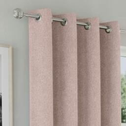 "Rackhams Blush Textured Basketweave 100% Blackout Curtains - Thermal/Energy Saving Pair with Eyelets For Living Room & Bedrooms - 46"" (117cm) Width x 54"" (137cm) Drop" - thumbnail 3