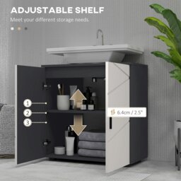 Rackhams Bathroom Vanity Unit, Under Sink Cabinet with Shelf, Light Grey - W10*D20cm - thumbnail 6