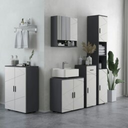 Rackhams Bathroom Vanity Unit, Under Sink Cabinet with Shelf, Light Grey - W10*D20cm - thumbnail 3