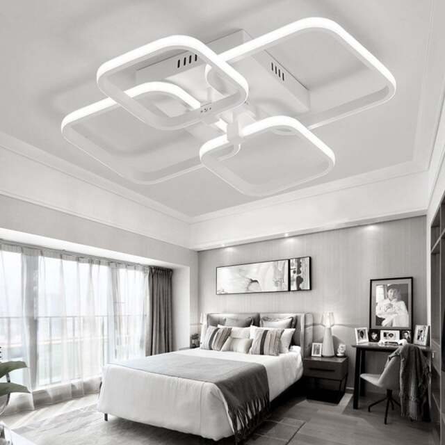 Rackhams New LED Ceiling Light Fixture with Square Lampshades - 6 square shades