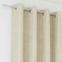 "Rackhams Cream 100% Blackout Chenille Thermal Eyelet Curtains for Living Room/Bedroom - 46"" (117cm) Width x 72"" (183cm) Drop" - thumbnail 2