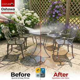 Rackhams OSHOWA Luxurious Garden and Patio Table and 4 Large Chairs with Armrests Cast Aluminium Bistro Set Grey - thumbnail 6