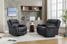 Rackhams Recliner Sofa, Leathaire Fabric Manual Recliner Armchair 105–135 Degrees Recliner Padded Sofa with Adjustable Backrest and Footrest - 2 Seater - thumbnail 5