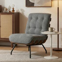Rackhams Accent Chair, Reading Chair with Spring Cushion, Dark Grey - Modern - 1 - Linen (Polyester), steel, multilayer board, foam, doll cotton