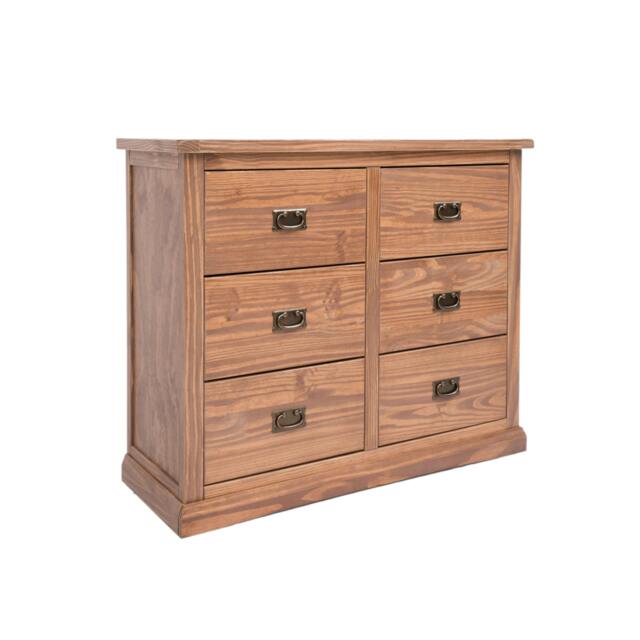 Rackhams Tirolo 6 Drawer Chest of Drawers Bras Drop Handle - Brown - image 1