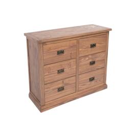 Rackhams Tirolo 6 Drawer Chest of Drawers Bras Drop Handle - Brown - thumbnail 3