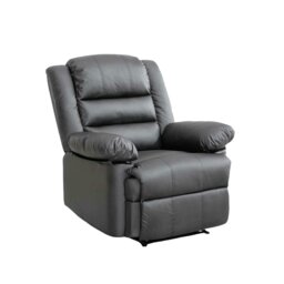 Rackhams Lisbon Home Lounge Leather Manual Recliner Armchair in Grey - Grey