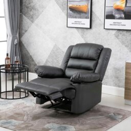 Rackhams Lisbon Home Lounge Leather Manual Recliner Armchair in Grey - Grey - thumbnail 2