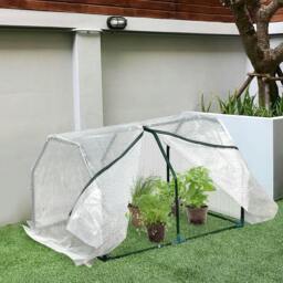 Rackhams Mini Greenhouse Grow House PVC Cover Steel Frame White 99L x 71W x 60H cm - thumbnail 2