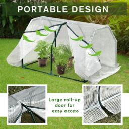 Rackhams Mini Greenhouse Grow House PVC Cover Steel Frame White 99L x 71W x 60H cm - thumbnail 6
