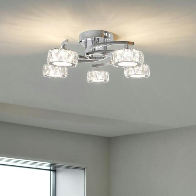 Rackhams Dilan 5-Light Polished Chrome LED Semi-Flush Ceiling Light - image 1