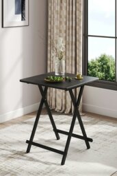 Rackhams Folding Wooden Dining Table 60x60cm - Black - thumbnail 1
