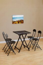 Rackhams Folding Wooden Dining Table 60x60cm - Black - thumbnail 2