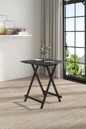 Rackhams Folding Wooden Dining Table 60x60cm - Black - thumbnail 4