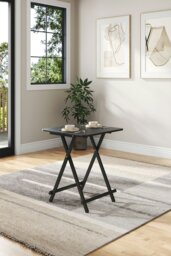 Rackhams Folding Wooden Dining Table 60x60cm - Black - thumbnail 3