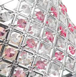 Rackhams Modern Sparkly Ceiling Pendant Light Shade with Clear and Pink Beads - thumbnail 2