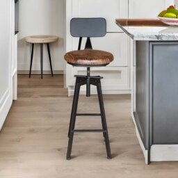 Rackhams Industrial Adjustable Height Retro Bar Stool With Back Rustic Brown - thumbnail 4
