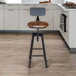 Rackhams Industrial Adjustable Height Retro Bar Stool With Back Rustic Brown - thumbnail 5