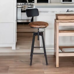 Rackhams Industrial Adjustable Height Retro Bar Stool With Back Rustic Brown - thumbnail 6