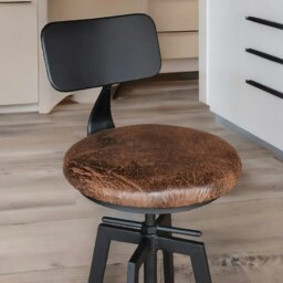 Rackhams Industrial Adjustable Height Retro Bar Stool With Back Rustic Brown - thumbnail 3