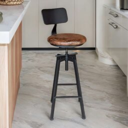 Rackhams Industrial Adjustable Height Retro Bar Stool With Back Rustic Brown