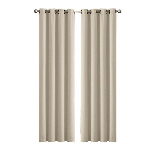 Rackhams 2x Blackout Curtains Thermal Blockout Eyelet Ring Top 117x183 for Bedroom - image 1