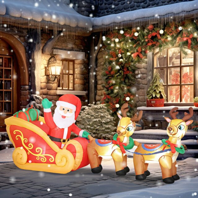 Rackhams 7 9ft Christmas Inflatable Santa On Sleigh Blow Up Decoration Rackhams 7 9ft Christmas Inflatable Santa On Sleigh Blow Up Decoration