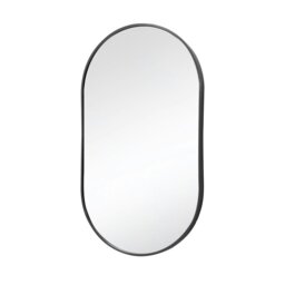 Rackhams 70cm Height Modern Oval Metal Bathroom Wall Mirror Black - thumbnail 3