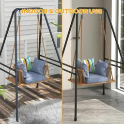 Rackhams Hammock Chair Stand Metal Frame Hammock Stand Only, Black - thumbnail 5