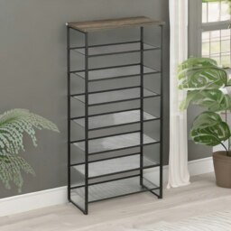 Rackhams Tall Hallway Shoe Rack Storage Shelves Greige - thumbnail 2