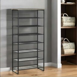 Rackhams Tall Hallway Shoe Rack Storage Shelves Greige - thumbnail 3