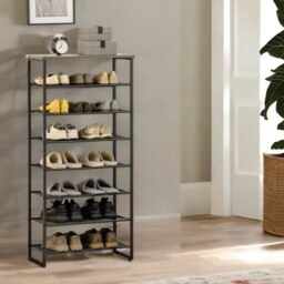 Rackhams Tall Hallway Shoe Rack Storage Shelves Greige