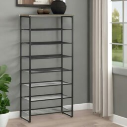Rackhams Tall Hallway Shoe Rack Storage Shelves Greige - thumbnail 5