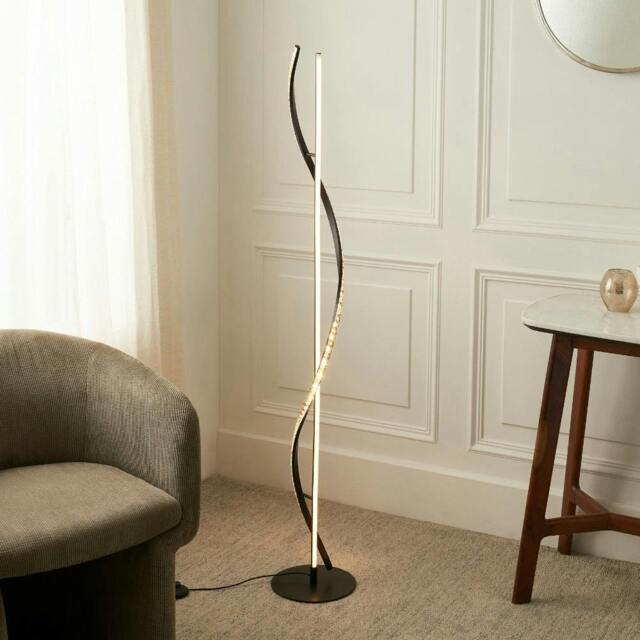 Rackhams Hyde Matte Black And Crystal LED Floor Lamp - image 1