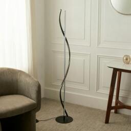 Rackhams Hyde Matte Black And Crystal LED Floor Lamp - thumbnail 3