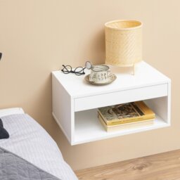 Rackhams Cholet Square Bedside Table with 1 Drawer in White - 1 - White - Manufactured wood - thumbnail 4