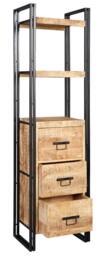 Rackhams Herica Industrial Mintis Narrow Bookcase with 3 Drawers - Wood - 1 - 55X40X200 CM  (LXDXH) - thumbnail 5