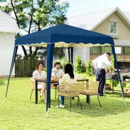 Rackhams Garden Pop up Gazebo Tent Party Water-resistant 2.5 x 2.5M Black - Blue - Steel, oxford fabric - 2.4m x 2.4m x 2.5m